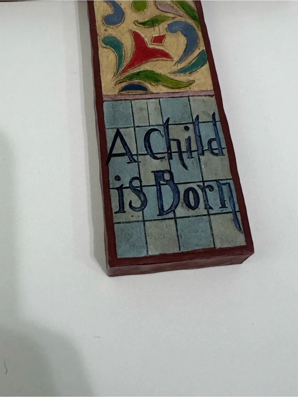 Jim Shore Hand-Painted Nativity Cross - Blue, Red, Green, Cream